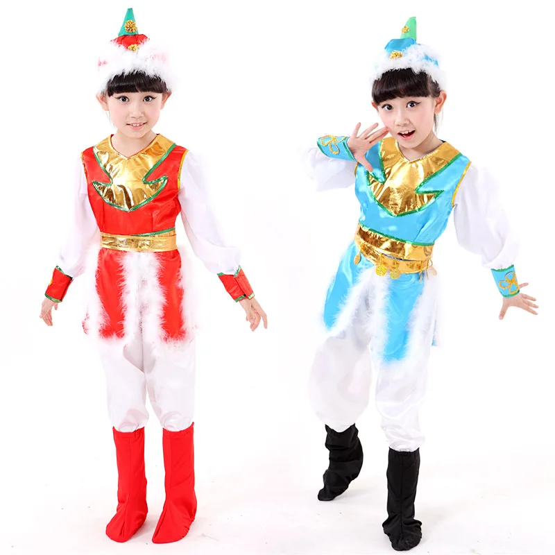 Новинка 2018 Детский костюм монгольский одежда для выступлений танцевальные