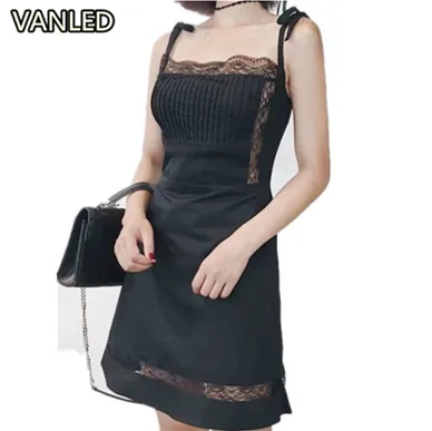 2017 Summer Fashion Dress Shoulder Strap Bowknot Women Lace | Женская одежда