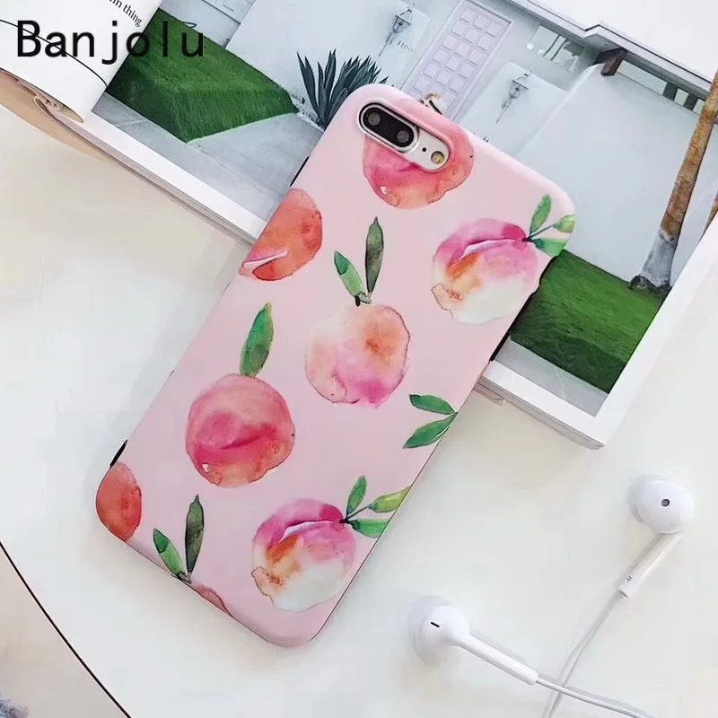 Banjolu Fashion Cute Peach Phone Case for iPhone X XS MAX XR 8 7 6 6s Plus Pink Soft TPU Girly Back Cover |
