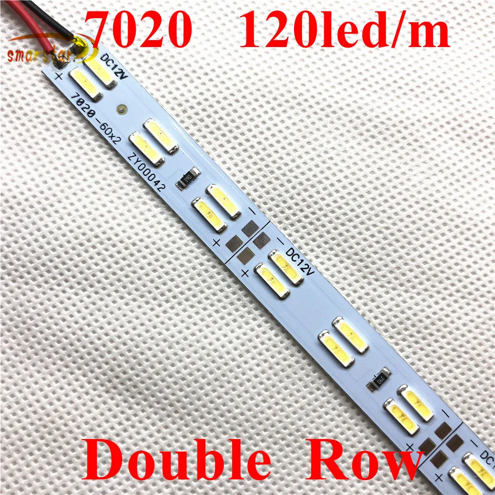 Smarstar 0.5 m Double Row 7020 Cool White Led Hard Strip Bar Light Rigid LED Lighting DC 12V 50cm 12 Watts Lights Lamp | Лампы и