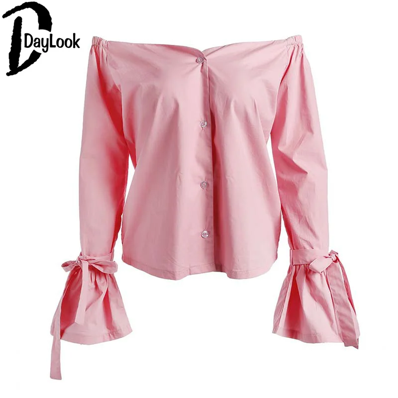 DayLook осень Новый стиль розовая блузка Ruffled Симпатичные бантом топ с вырезом