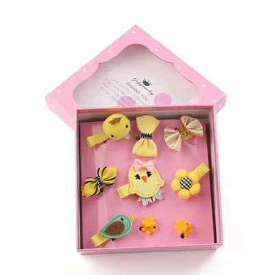 Girls Hairpins Boutique Gift Box Set Kids Bowknot Crown Pompom Hair Clips Elastic Hairband Accessories | Детская одежда и обувь