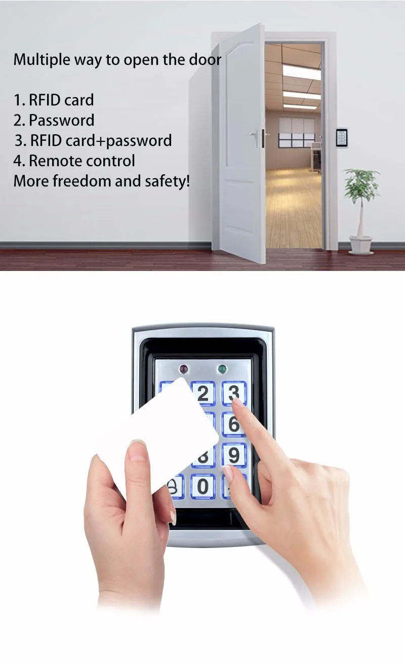 125 кГц Водонепроницаемый RFID Контроль доступа металлическая клавиатура+ 10 брелоков для дверной системы безопасности Электрические цифровые замки