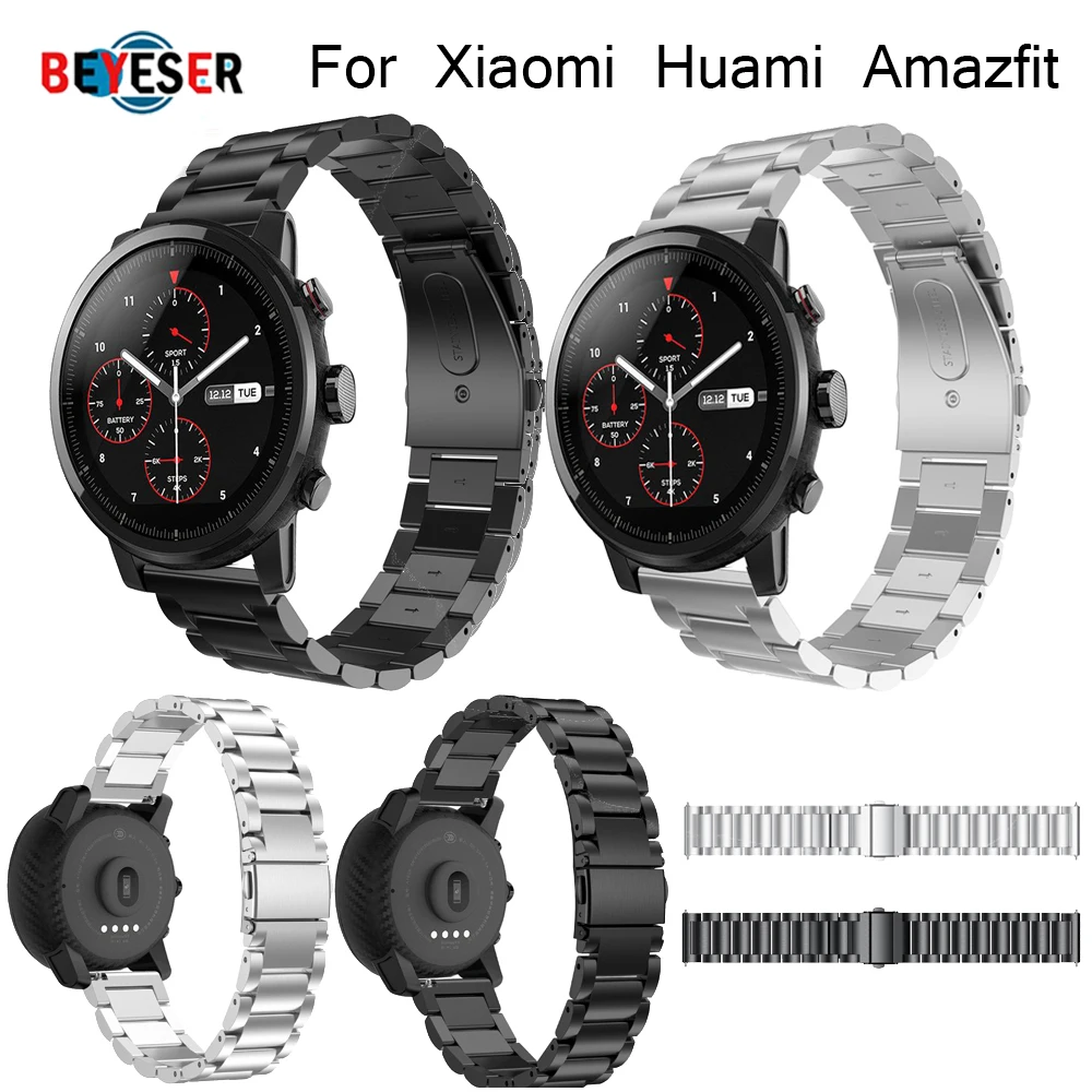 22 мм ширина ремешка для Xiaomi Huami Amazfit Pace Stratos 2 2S ремешок с булавкой Металлический