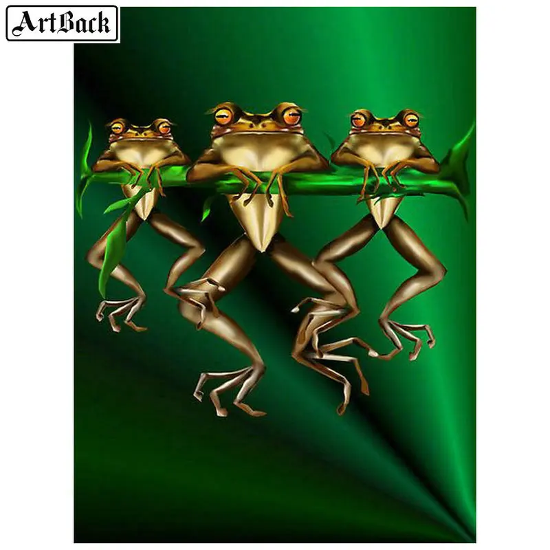 Алмазная мозаика ARTBACK картина 5d сделай сам с рисунком три лягушки полная выкладка