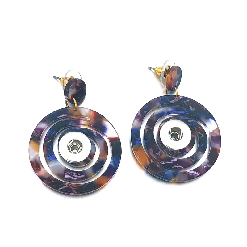 purple fit 12mm Сменные 034 модные круглые ацетатные пластины серьги подходят 12 мм 18 мм Кнопка, защелка для женщин Подвески Серьги ювелирные изделия подарок - Окраска металла: purple fit 12mm