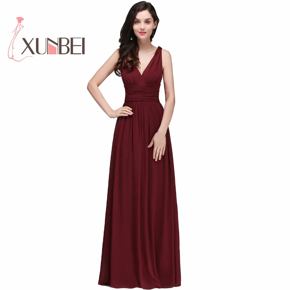 Robe demoiselle d'honneur трапециевидные бордовые шифоновые платья подружки невесты