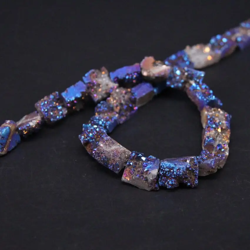 15 5 &quot/нить синий титан натуральный кварц Жеода Друза плиты в произвольной форме