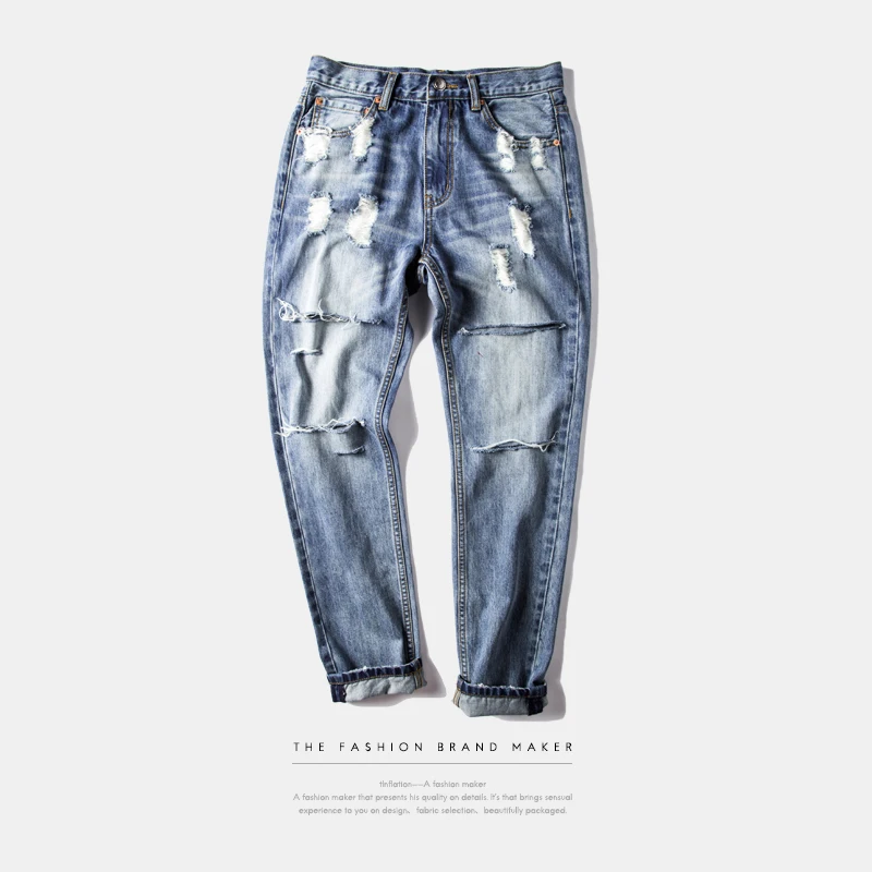INFALTION Mens Ripped Jeans Washing 2016 Hip Hop Autumn For Men Straight Skinny | Мужская одежда