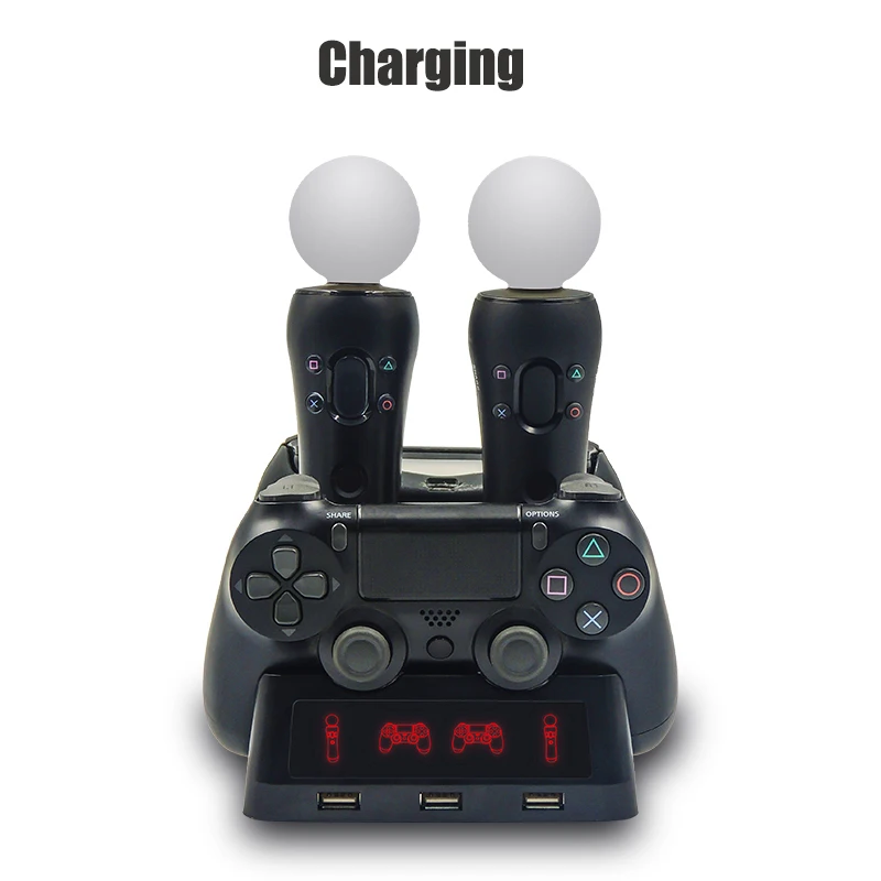 Для Playstation 4 PS4 Slim Pro PS VR Move Motion контроллеры в 1 зарядное устройство Dualshock USB зарядная