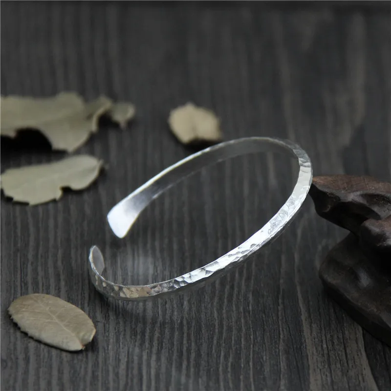 

C&R Real 999 Sterling Silver bangle bracelet for Women's Style handmade Opening Thai Silver bangles Fine Jewelry