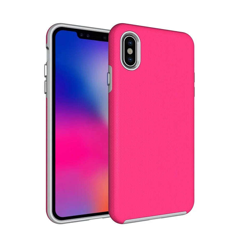 Hot Pink Для iPhone 11 Pro Max X XS Чехол-Броня TPU+ PC двухслойный противоударный чехол для телефона XR 5S 6S 6 7 8 Plus прочный нескользящий чехол - Цвет: Hot Pink