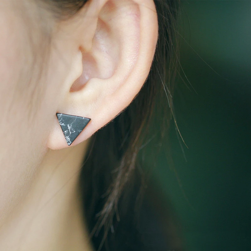 Простой 1 пара Лидер продаж в стиле панк из искуственного мрамора камня черный