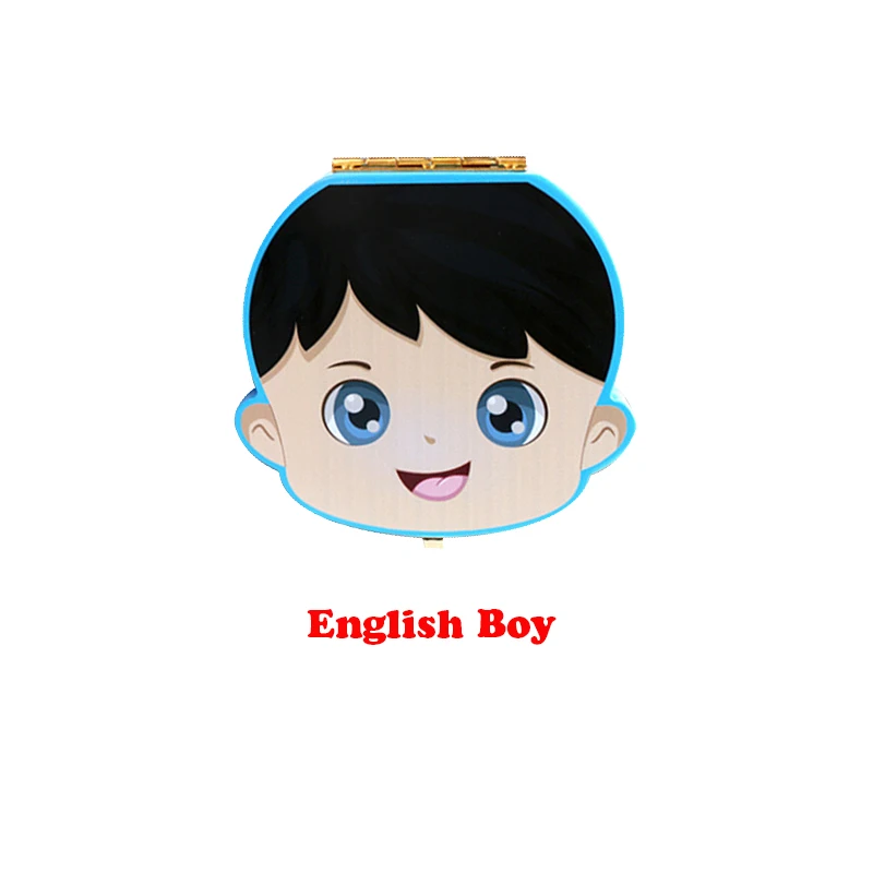 Type D English Boy Органайзер для детских зубов, испанский, английский, португальский, русский, молочный, для хранения зубов, для хранения пуповины, Lanugo, чехол для хранения, сувенир - Цвет: Type D English Boy
