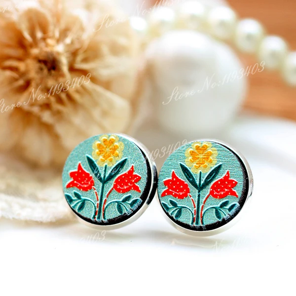 Уникальный 3D цветок рельефный 16 мм круглый цветной рисунок лазерная резка дерево