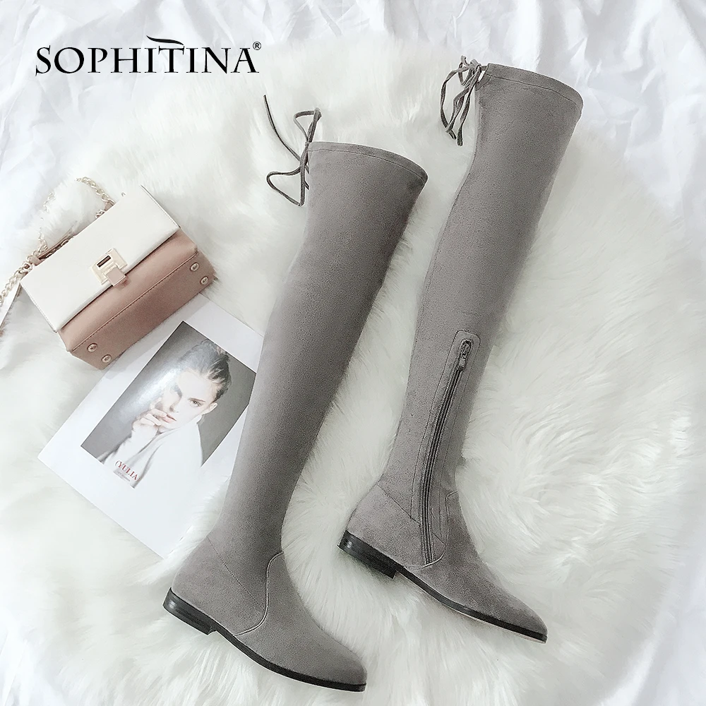 SOPHITINA/Ботфорты женские модные. Cтильные сапоги из натуральной замши и
