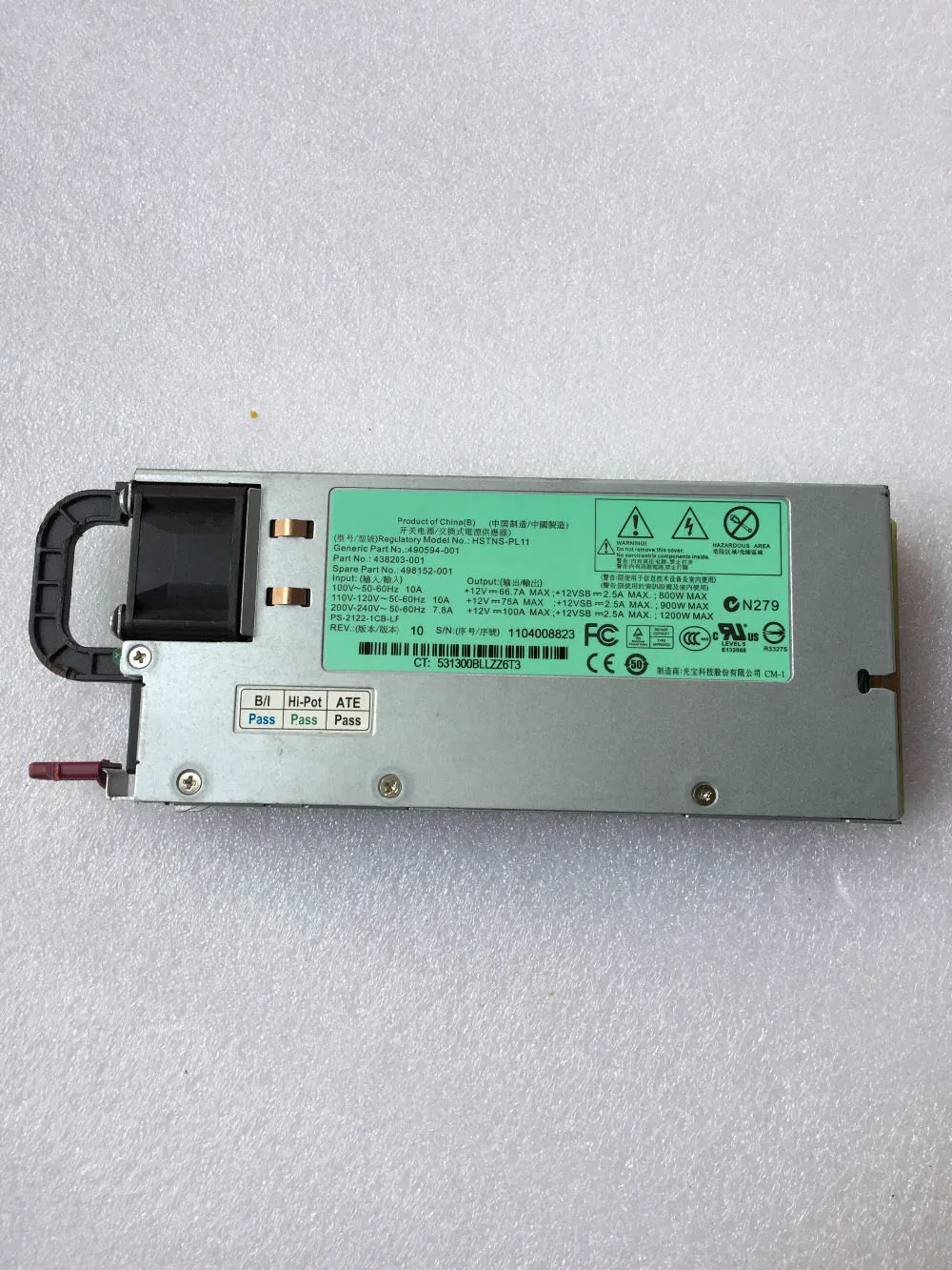 1200 Вт импульсный источник питания для HSTNS PL11 DL580 490594 001 438203 498152 протестированный