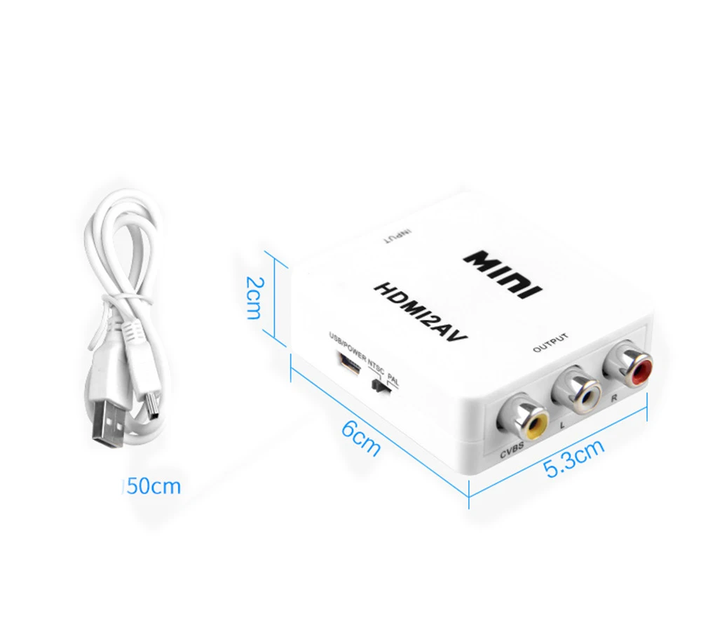 Адаптер преобразователь hdmi av HD видео с HDMI на RCA AV/CVSB L/R 1080P HDMI2AV поддержка NTSC PAL
