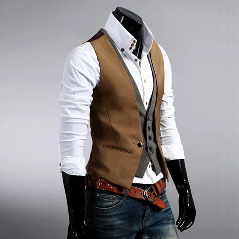 Metrosexual spring loaded men leave two men's leisure Korean suit vest male Plaid color | Мужская одежда