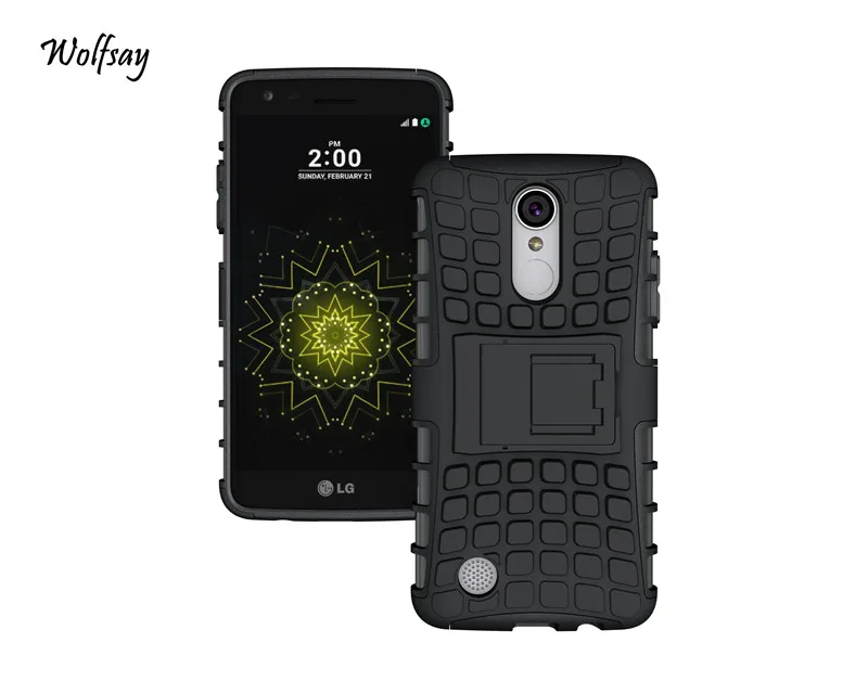 Wolfsay For Case LG K8 2017 Cover Rubber &amp Hard PC Fundas LV3 k8 X300 M200N Holder Stand |