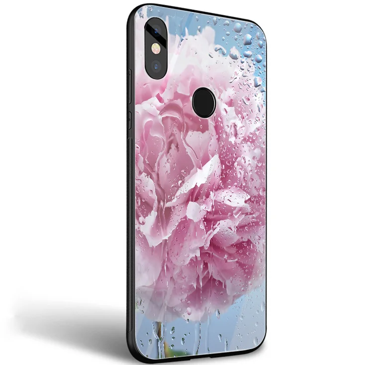 GerleeK Glass TPU Flowers Rose Peony Case Cover for Xiaomi 8 Lite A1 9 pocophone F1 Redmi Note 5 6 7 Pro 6A 4X | Мобильные телефоны