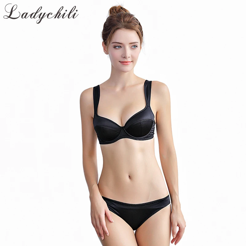 Женский атласный комплект с бюстгальтером пуш ап и трусиками|satin bra|satin bra setbra panty set