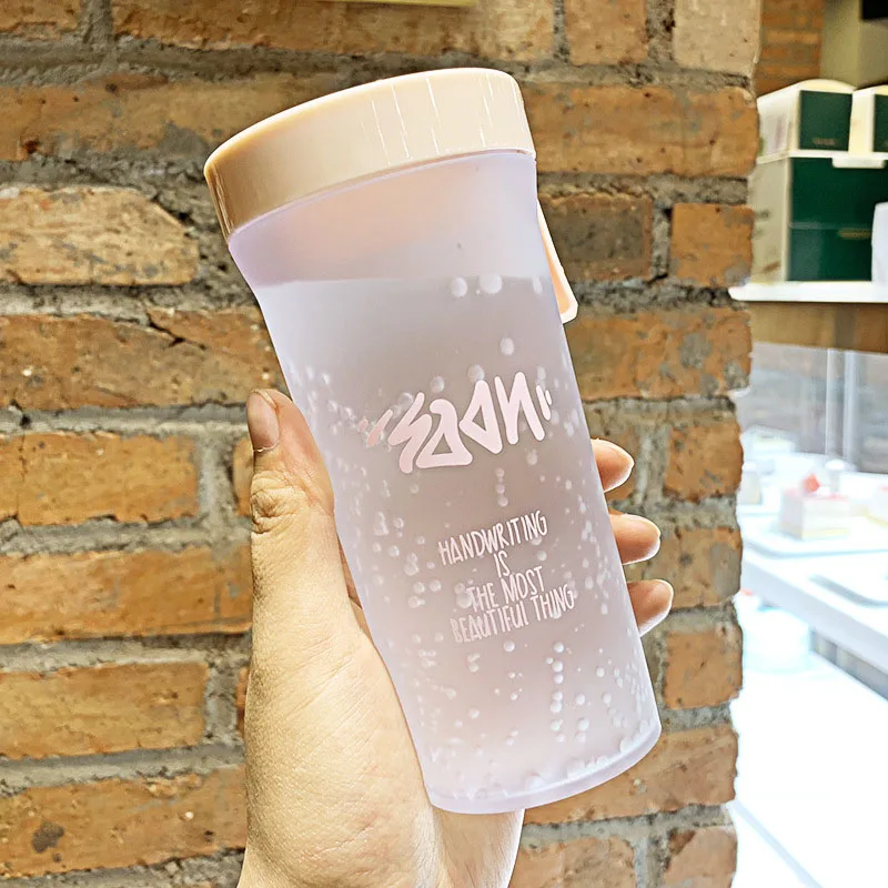 Pink Конфеты цвета бутылка с ручкой воды Небьющийся матовый герметичный пластиковый чайник 350 мл BPA бесплатно портативная бутылка для воды - Цвет: Pink