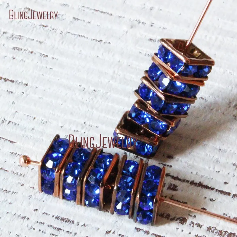 

Copper Sapphires Rhinestone Beads Square Rondelle Crystals 8mm Squaredelles Bling Beads For Jewelry Making FC26955