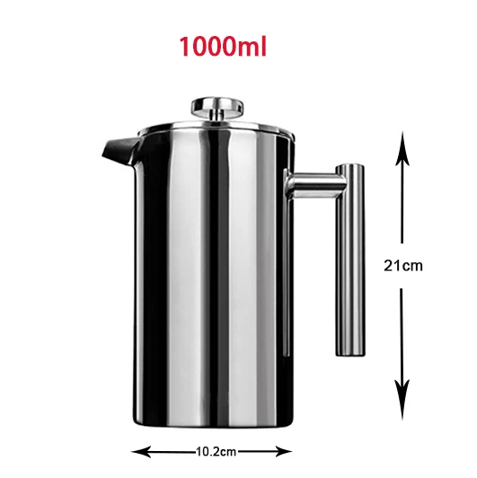 1000ml Biolomix Френч-пресс для приготовления кофе из нержавеющей стали с двойными стенками SS зеркальная отделка кофе/чайник 350 мл 800 мл 1000 мл - Цвет: 1000ml