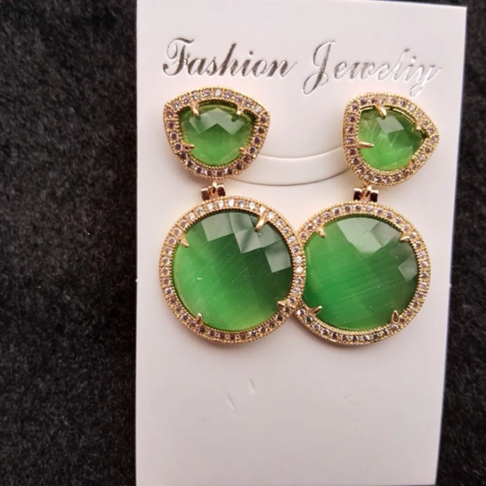 Cute Round Stone Earrings for Women Pendientes Candy Color Drop Statement Luxry Gold Rhinestone Earring Indian Jewelry | Украшения и