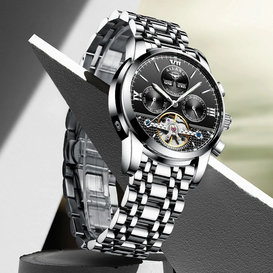 Relogio Masculino AILANG часы мужские люксовый бренд Tourbillon автоматические механические часы мужские повседневные деловые водонепроницаемые часы