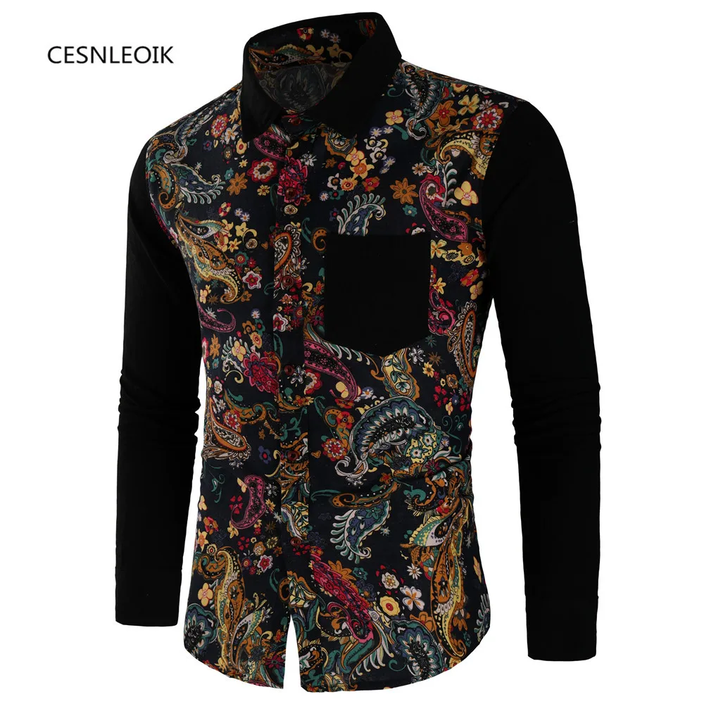 Мужская хлопковая рубашка C29 повседневная Облегающая с длинным рукавом большие