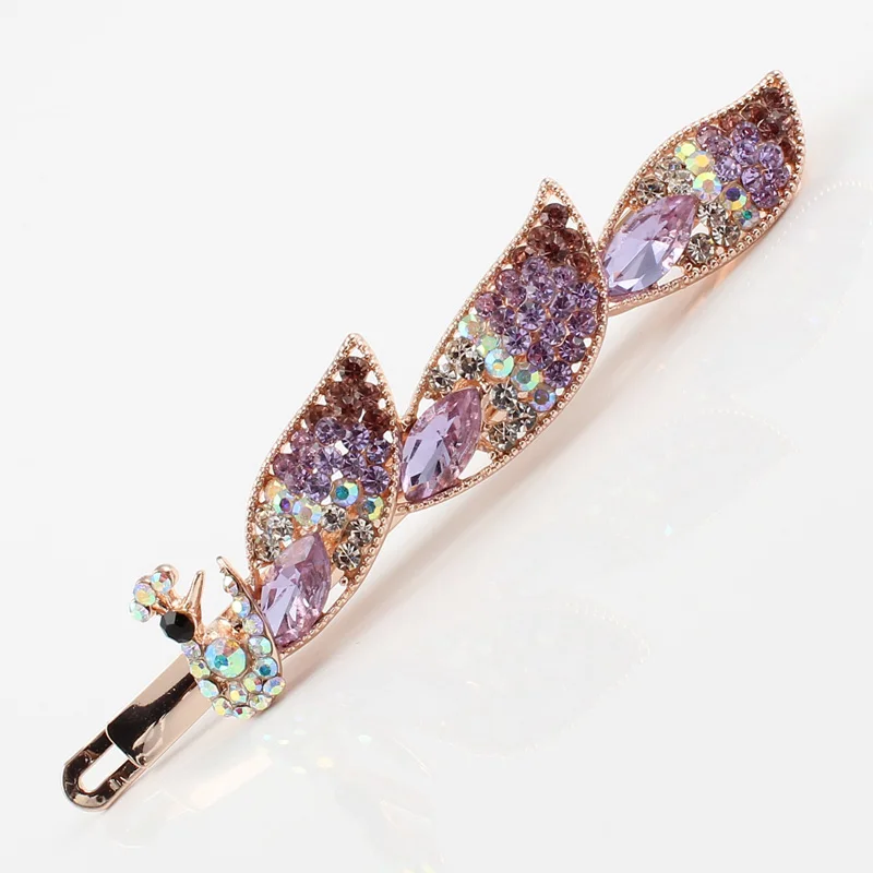 Заколка для волос женская бижутерия павлин птица брендовые аксессуары Стразы