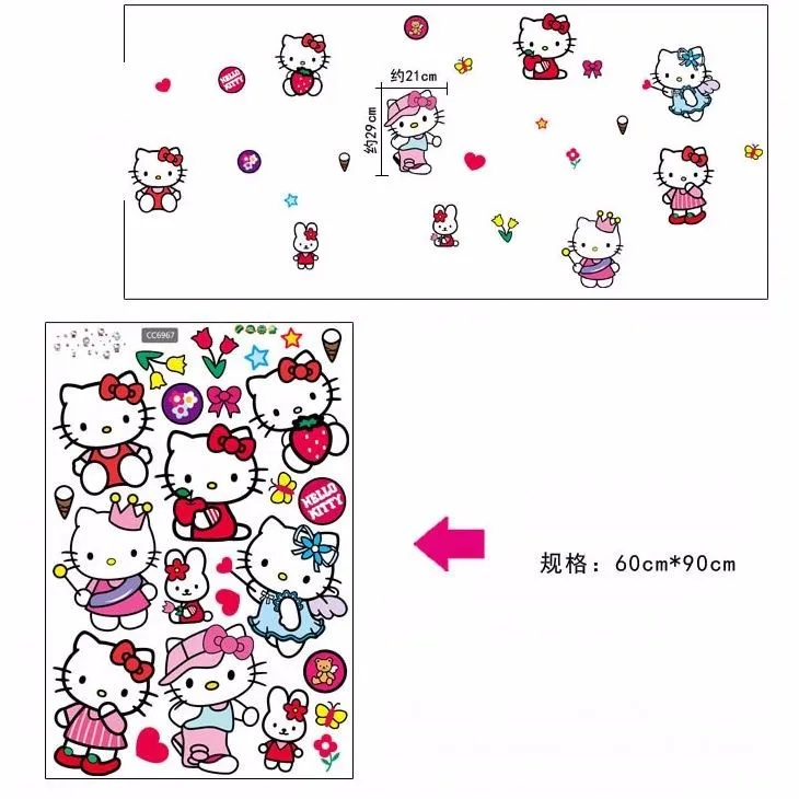 Милый котенок hello kitty, Виниловый Съемный Декор для дома, украшение для детской комнаты, детская комната для маленьких девочек, DIY настенная наклейка, наклейка TF452