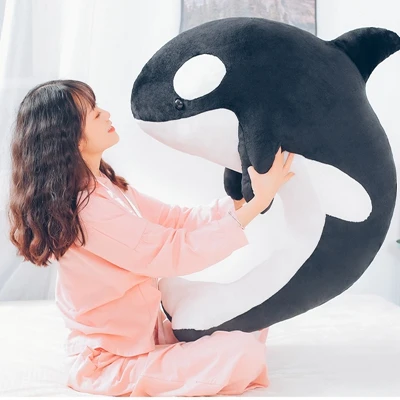 120cm Black Whale Популярная Милая Акула, плюшевая игрушка, гигантская чучела, подушка в форме Кита, большая кукла, удерживающая спящую, милая подушка, 120 см, 47 дюймов, DY50586 - Цвет: 120cm Black Whale