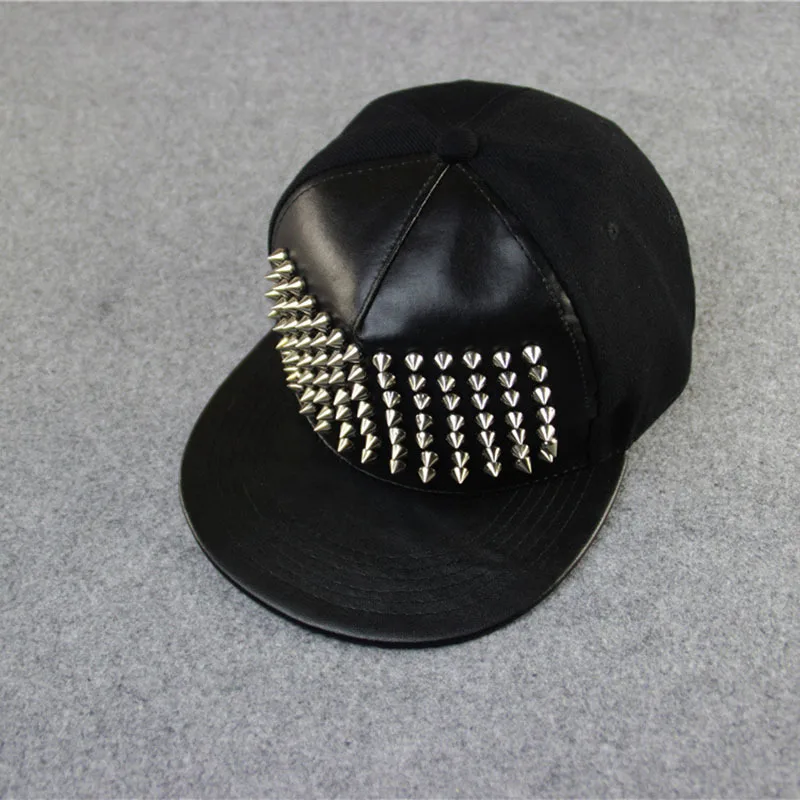 С шипами, с заклепками, кожа, роскошный бренд, snapback для женщин, мужчин, хип-хоп, capGold и серебристо-белый, новинка, бейсболка, шапки