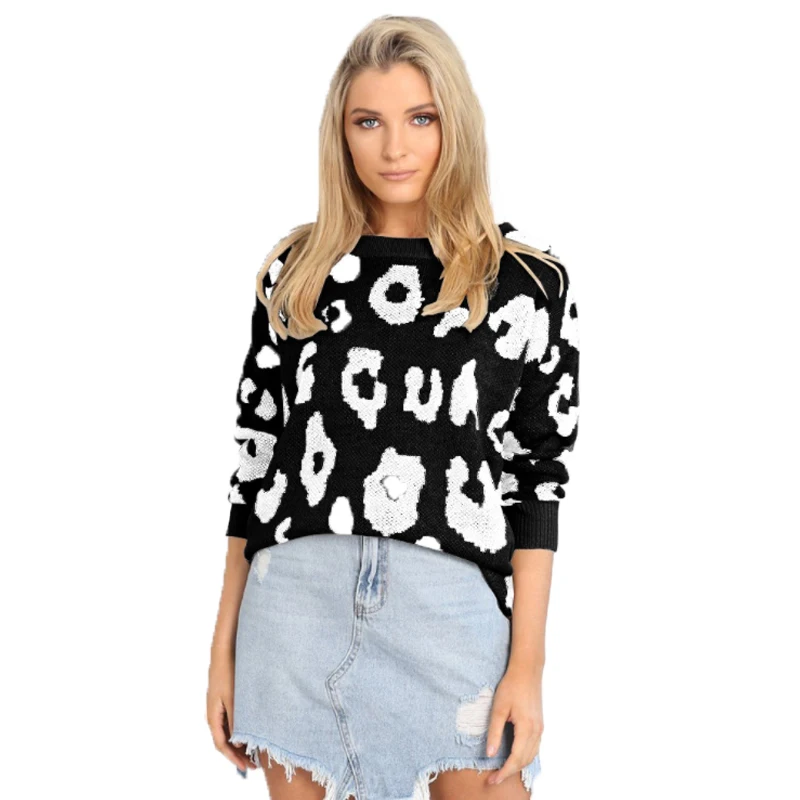 2018 Fashion Women Streetwear Pullovers Female Tops Autumn Knitted Winter Ladies Sweaters Casual O Neck Leopard Sweater | Женская одежда