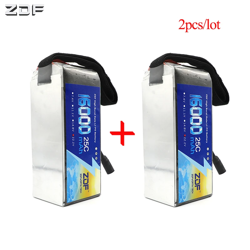 ZDF 2 шт. Lipo аккумулятор 6S 22,2 V 16000mAh 25C 50C 6S1P 22,2 V с разъемом AS150 XT150 для радиоуправляемого гоночного дрона БПЛА батарея