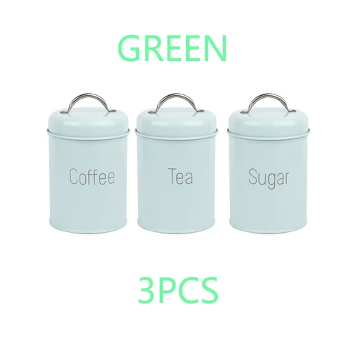 3PCS-GREEN Крышка бака для хранения стальная кухонная утварь многофункциональная квадратная коробка Герметичные банки кофейники для конфет и чая в зернах молоко порошок банки - Цвет: 3PCS-GREEN