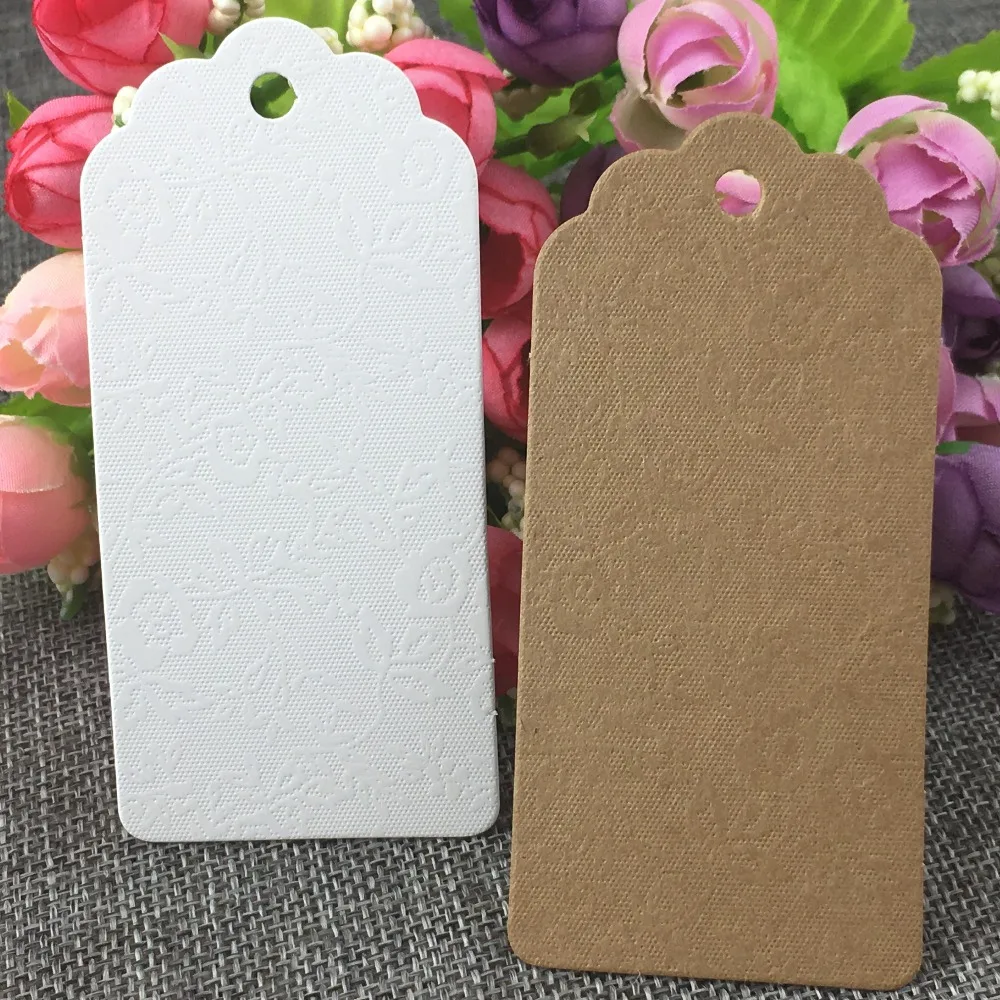 

500pcs 9.5*4.5cm Kraft Garment Tags Emboss Rose Hang Tags DIY Handmade Gift Tags Paper Price Tag Gift Packing Labels/Paper Card