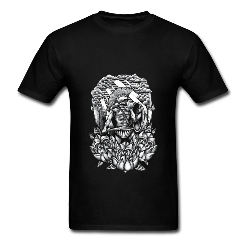 Spartan Soldier and Roses Мужская футболка с принтом брендовая одежда для мальчиков 100%