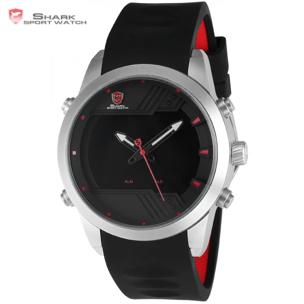 Sawback Ангел Shark Спортивные Часы НОВЫЙ Выпуск LED Черный Красный 3 Г циферблат