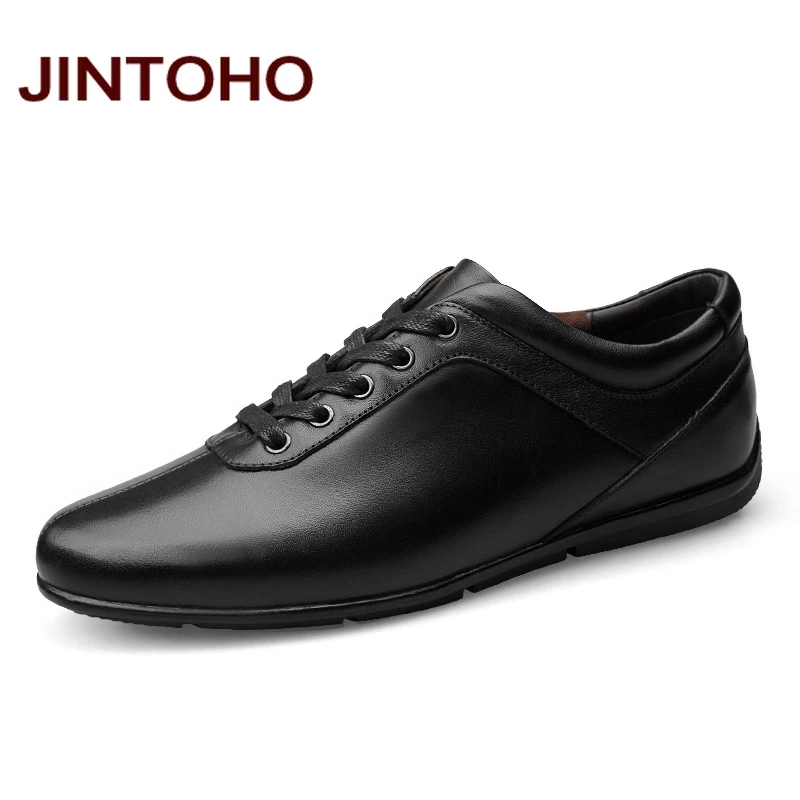 Мужские Кожаные Мокасины JINTOHO из натуральной кожи с блестками на плоской подошве