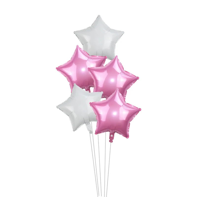 pink white 5 шт. 18 дюймов золотой серебряный шар звезда из фольги Свадебные шары украшения для душа ребенка детские шары для дня рождения - Цвет: pink white