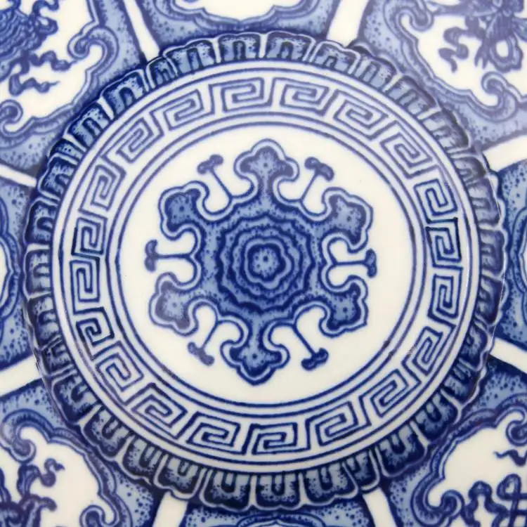 Qing Qianlong ручной работы синие и белые цветы в форме Луны ваза античный фарфор антиквариат старинные товары ручная роспись коллекция