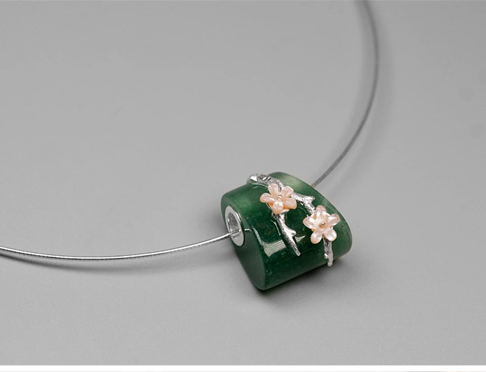 Lotus Fun реальные 925 серебро Натуральный камень творческий ручной Ювелирные украшения Винтаж сливы цветок педант без Цепочки и ожерелья