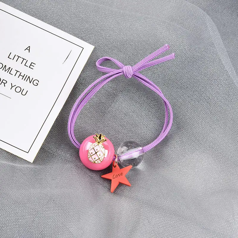 2020 New Korea Girls Candy Color Cartoon Fruit Scrunchies Ball Star Hair Ties Ponytail Holder Children Accessories | Аксессуары для