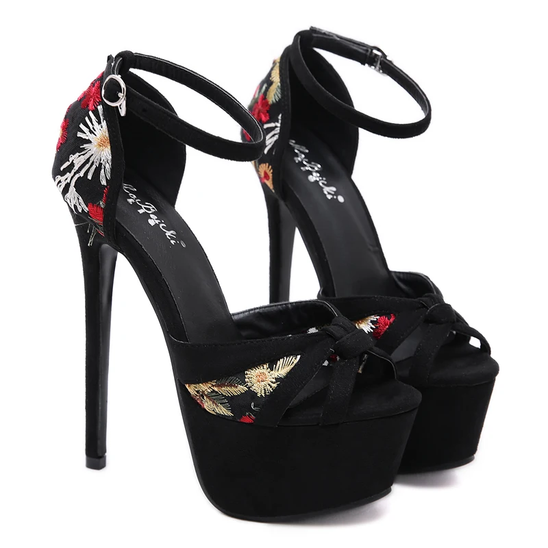 Женские сандалии на каблуках 17 см Босоножки платформе и высоком каблуке модные