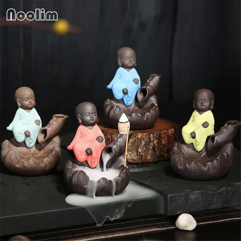 Zen Little Monk горелка для благовоний с обратным потоком фиолетовая глина домашний