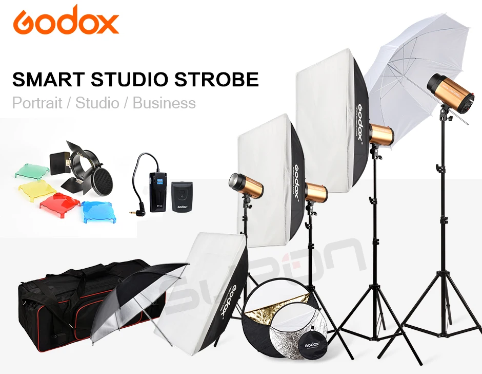 Студийный светильник-вспышка Godox 4x 250SDI+ светильник+ сумка для переноски+ софтбокс 50*70 см+ Отражатель 5 в 1, комплект ламп для фотосъемки 110 V-240 V